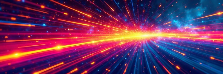 Obraz premium Colorful comic speed lines and dots on vibrant background, motion blur, design elements, comic book