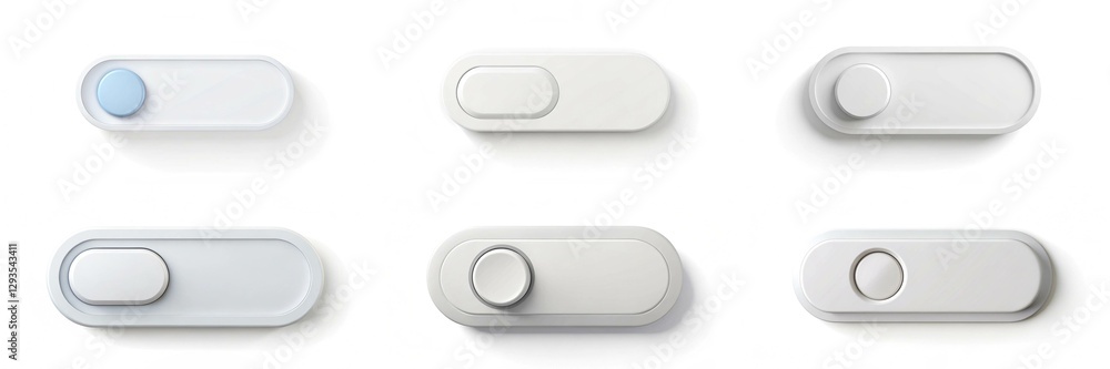 Fototapete a row of white buttons with blue and white circles on them. the buttons are arranged in a row and ar
