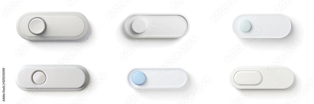 Poster a row of buttons with a blue pill in the middle. the buttons are white and round