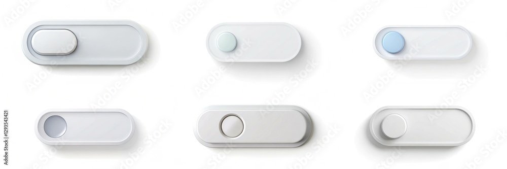 Fototapete a row of buttons with a white background. the buttons are all different sizes and shapes. the button