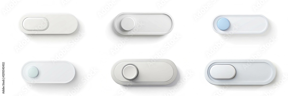 Poster a row of buttons with a blue one in the middle. the buttons are white and are arranged in a row