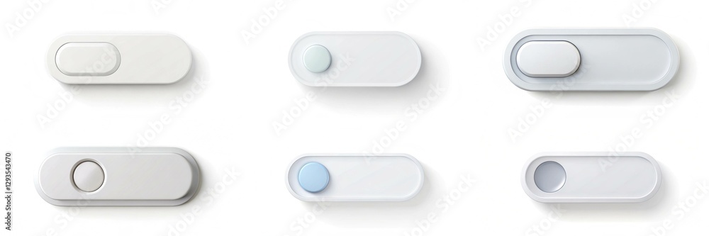 Poster a row of buttons with a blue pill in the middle. the pill is surrounded by a white circle