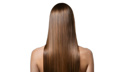 Naklejka premium Woman with straight long brown hair from back view