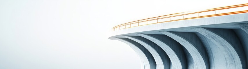 Fototapeta premium Modern Elevated Bridge with Curved Structure and Minimalist Design