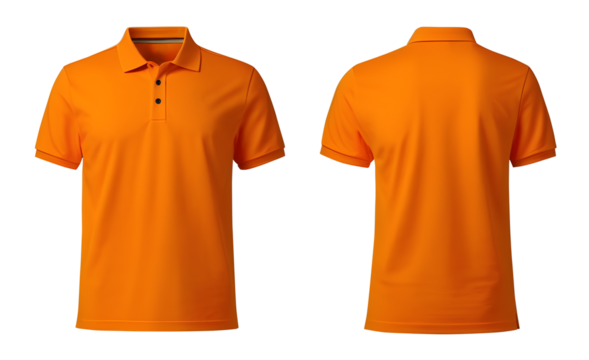orange men's polo shirt mockup Isolated on transparent background