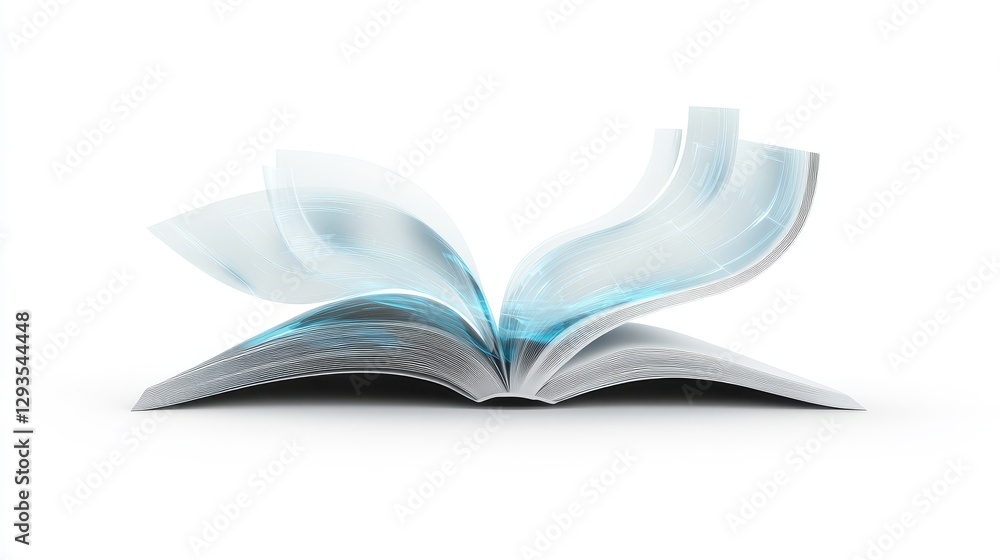 Aufkleber open book with flowing pages and abstract design elements
