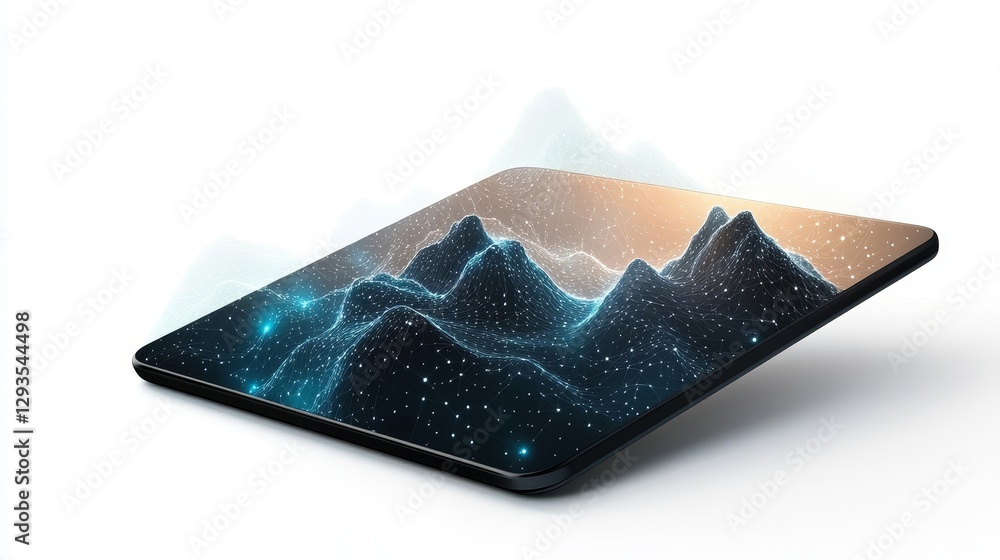 Aufkleber abstract data visualization with mountains and stars in 3d design