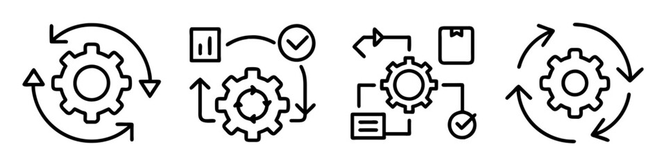 process icon, process line art - simple line art of process, perfect for process logos and icons