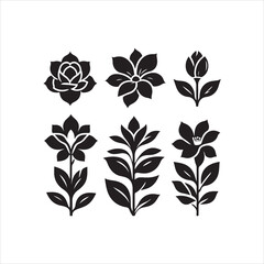 set of floral design elements