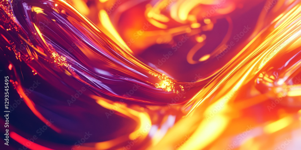 Poster a futuristic abstract background with flowing, radiant waves of neon energy seamlessly blending into