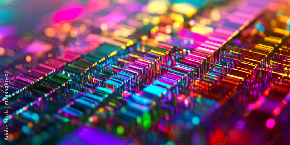 Poster a mesmerizing abstract background featuring an intricate network of glowing holographic prisms, refr