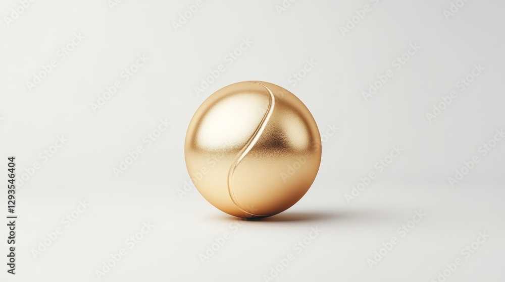 Poster glossy golden sphere with elegant curves on minimalist background