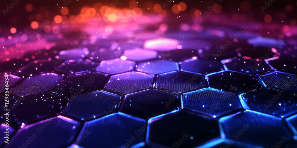 Poster a surreal abstract background featuring radiant concentric hexagons expanding into infinite space, s