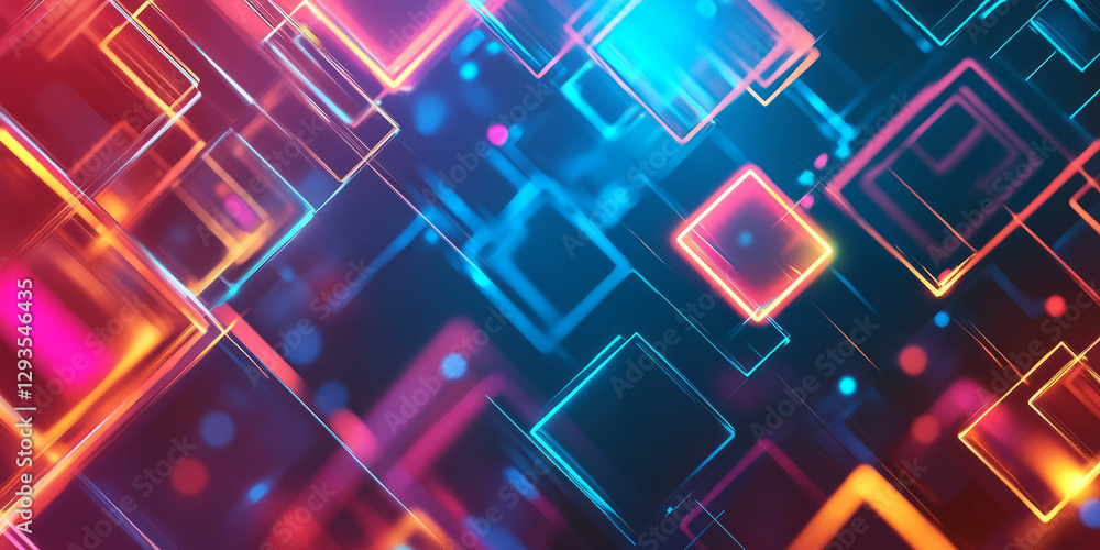 Aufkleber a surreal abstract background featuring layered, interconnected neon rhombuses, softly pulsing in an