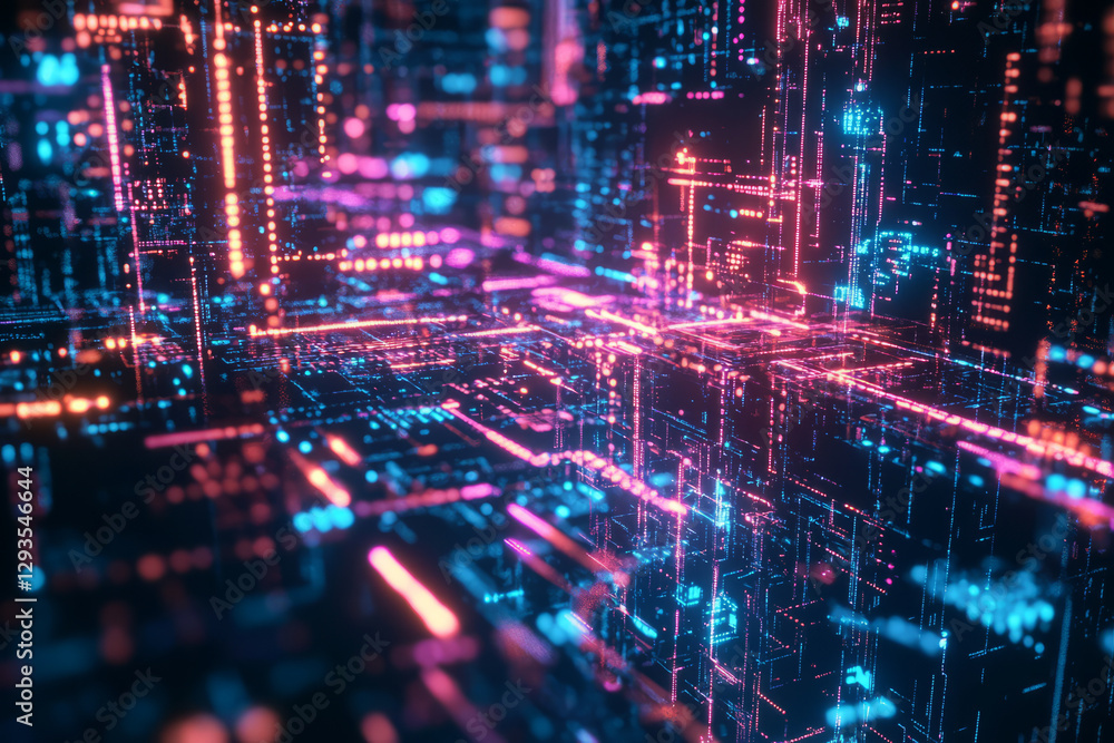 Poster a futuristic digital brain, composed of glowing ai-driven neural connections, holographic data strea