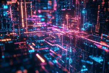 A futuristic digital brain, composed of glowing AI-driven neural connections, holographic data streams, and pulsating cybernetic energy waves. The high-tech abstract background represents deep