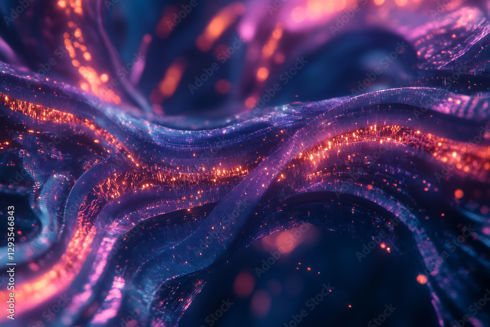 Poster a mesmerizing futuristic visualization of deep machine learning, featuring glowing ai-powered digita