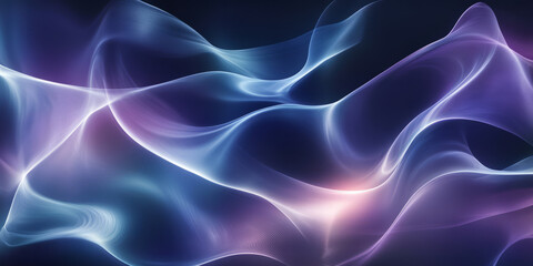 Fototapeta premium A sleek and elegant abstract background featuring layered translucent waves of iridescent light. The softly glowing digital ripples create a seamless futuristic composition, blending cyber aesthetics
