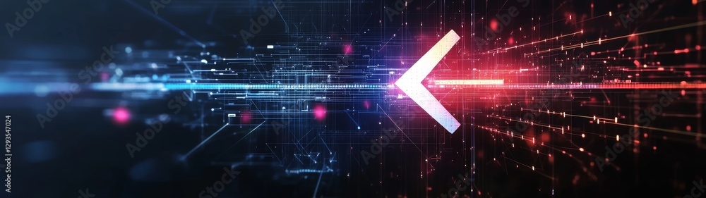 Aufkleber abstract digital background with arrow and glowing particles