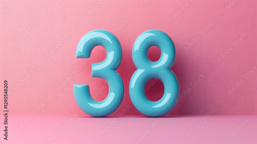 Poster a vibrant, 3d rendering of the number 
