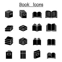Book icon set in thin line style