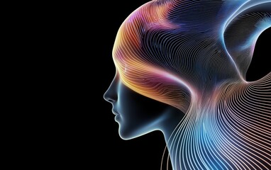 Obraz premium A hyper-evolved AI experiencing infinite dimensions, its consciousness shifting between neon-glowing quantum states