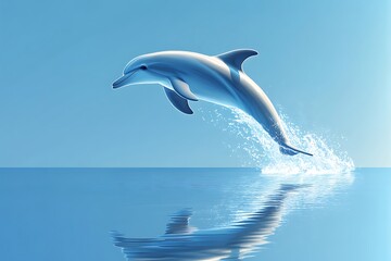 Dolphin leaping ocean sunrise