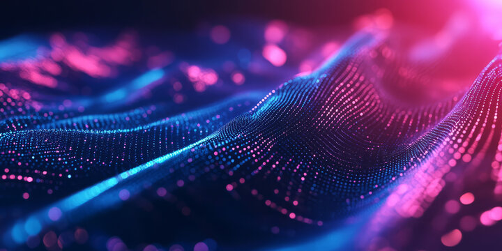 A visually stunning abstract background with softly glowing neon pulses expanding in a seamless holographic motion. The high-tech, futuristic light reflections and fluid digital elegance evoke a sense