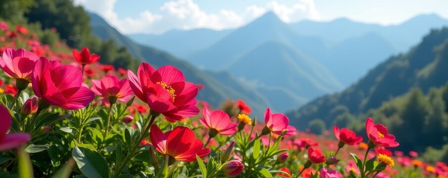 Stunning maral in full bloom against mountain backdrop, majestic, wildlife