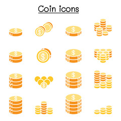 Money & Coin icon set in thin line style