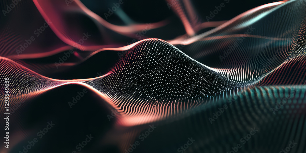Canvas Prints a futuristic abstract background with sleek, iridescent light trails curving through an infinite dig