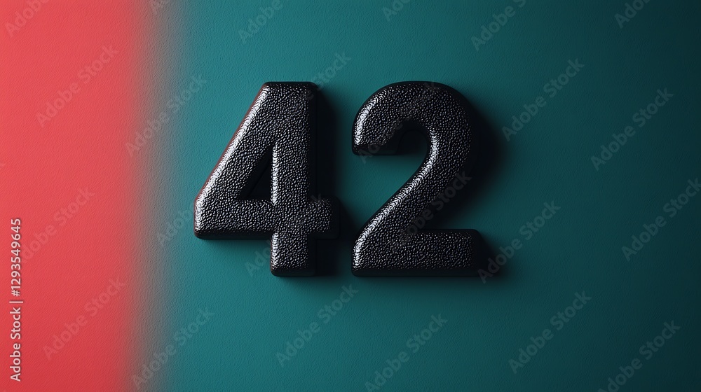 Aufkleber a close-up view of the number 42, featuring a textured surface against a contrasting background of r