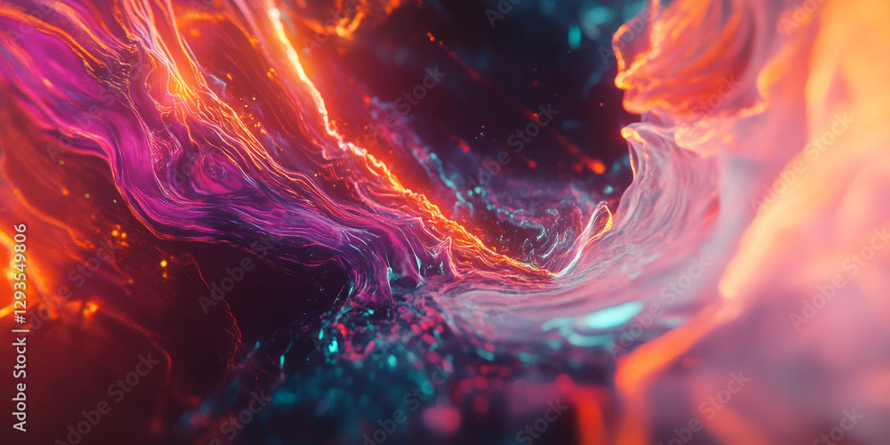 Poster a surreal abstract background with intricate holographic waves, softly shifting through a seamless d
