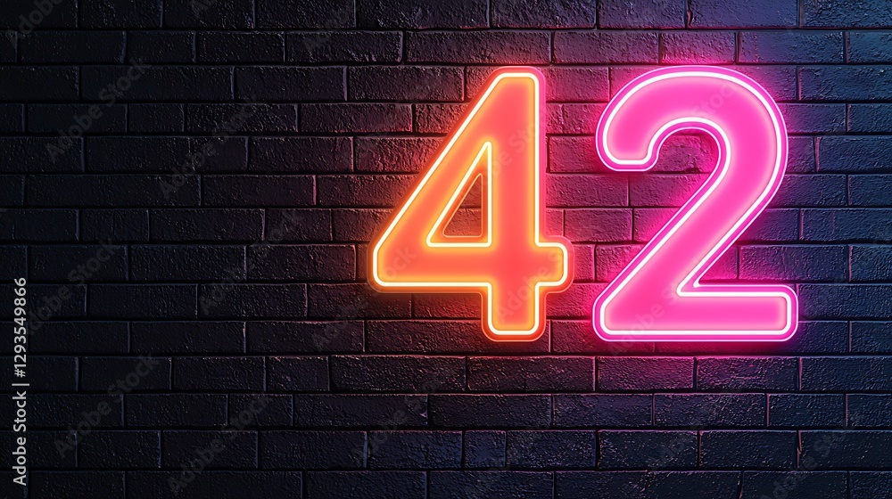 Poster a vibrant neon sign displaying the number 