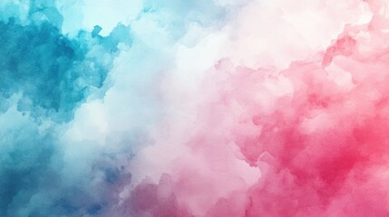 Fototapeta premium Beautiful pink and blue watercolor background featuring a gentle blend of colors creating a soft and dreamy effect