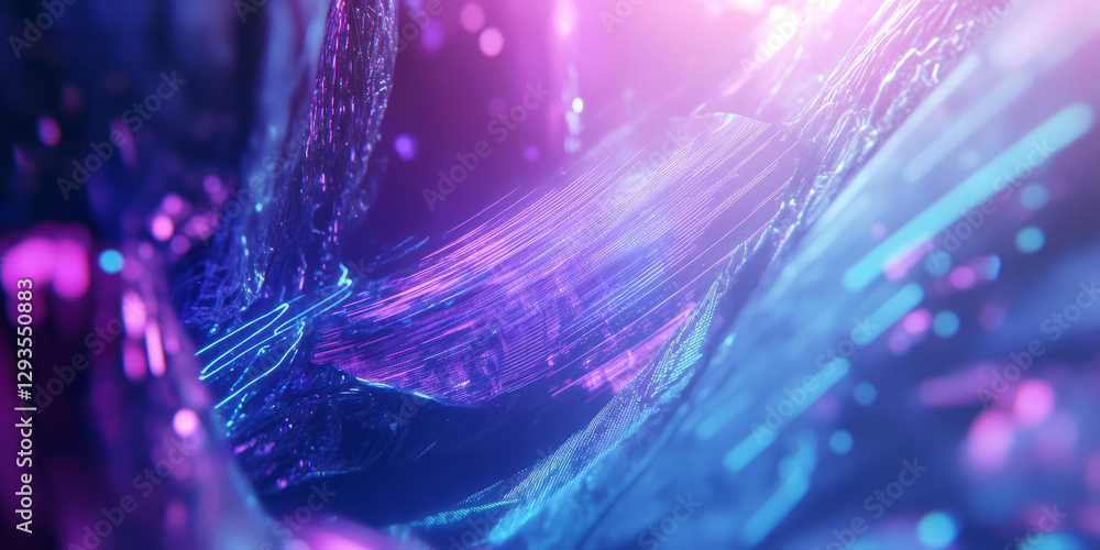 Poster a high-tech abstract background featuring layered transparent digital screens, holographic data disp