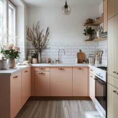 A modern kitchen is arranged and designed beautifully in this space