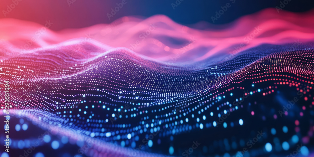 Poster a visually stunning abstract background with luminous, flowing waves of neon seamlessly weaving thro