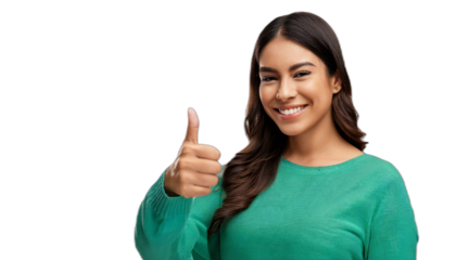 Young woman showing thumb up or ok sign