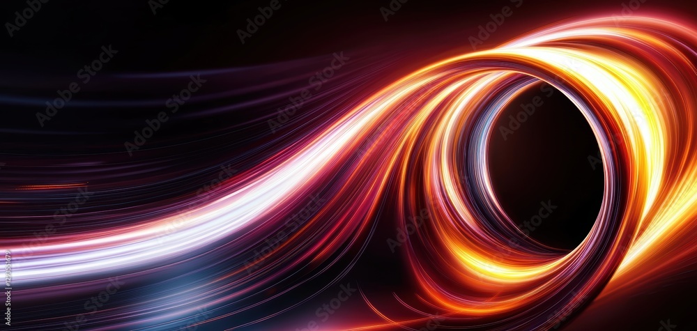 Aufkleber a wormhole of shifting neon pixels, bending time and space into an abstract infinite tunnel of cyber