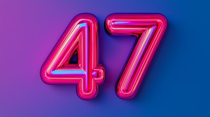 A vibrant, neon-style representation of the number 47 against a colorful gradient background.