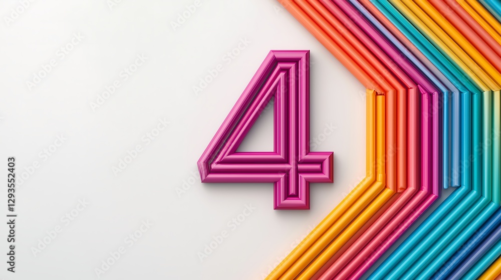 Poster a colorful design featuring the number four, surrounded by vibrant stripes, creating a modern and pl
