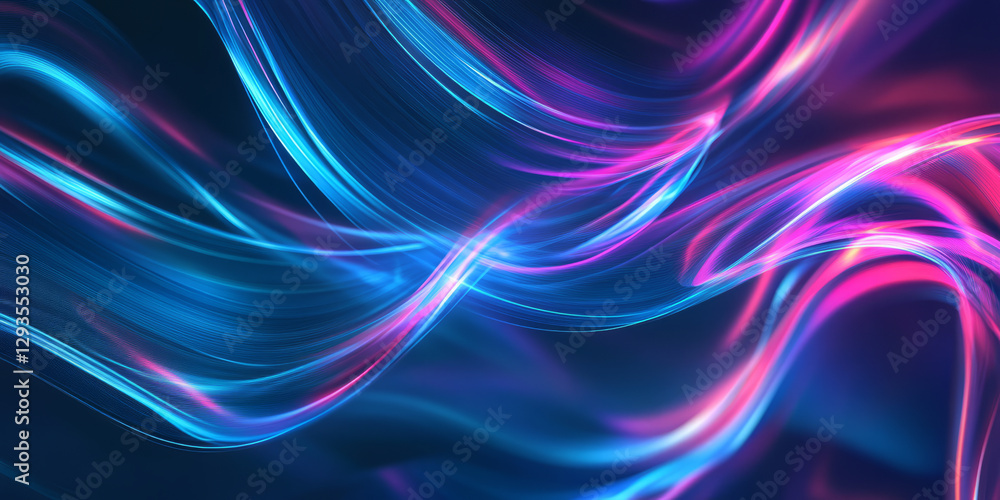 Poster a visually captivating abstract background with intricate, refractive neon currents, seamlessly merg