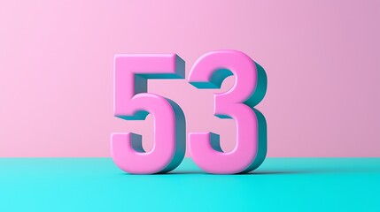 A vibrant image featuring the number 53 in pink against a pastel background, creating a modern and playful aesthetic.