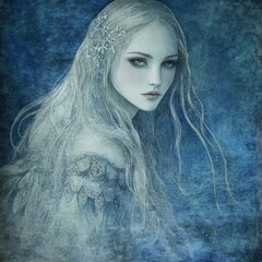 Blue-Hued Ghostly Figure