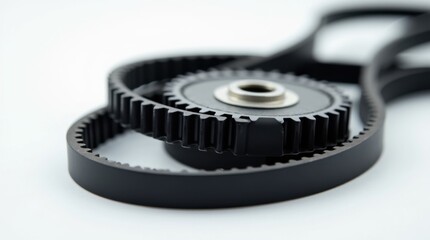 Close-up of Car Timing Belt and Gears
