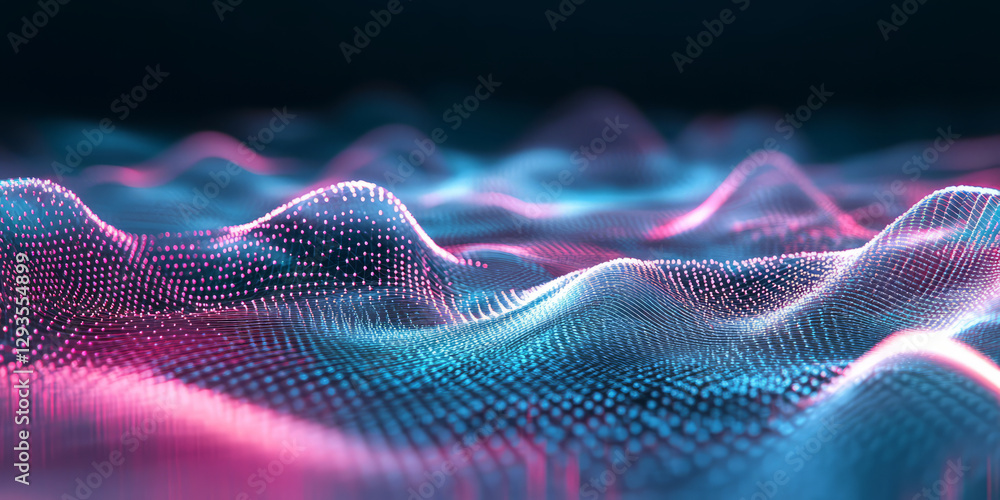 Poster a mesmerizing abstract background featuring pulsating layers of neon energy weaving through a futuri