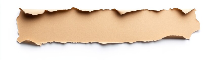 Torn Brown Paper with Smooth Edges on a Clean Background