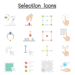 Selection icon set in thin line style