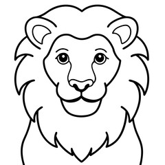 A lion with an awkward smile line art vector illustration 